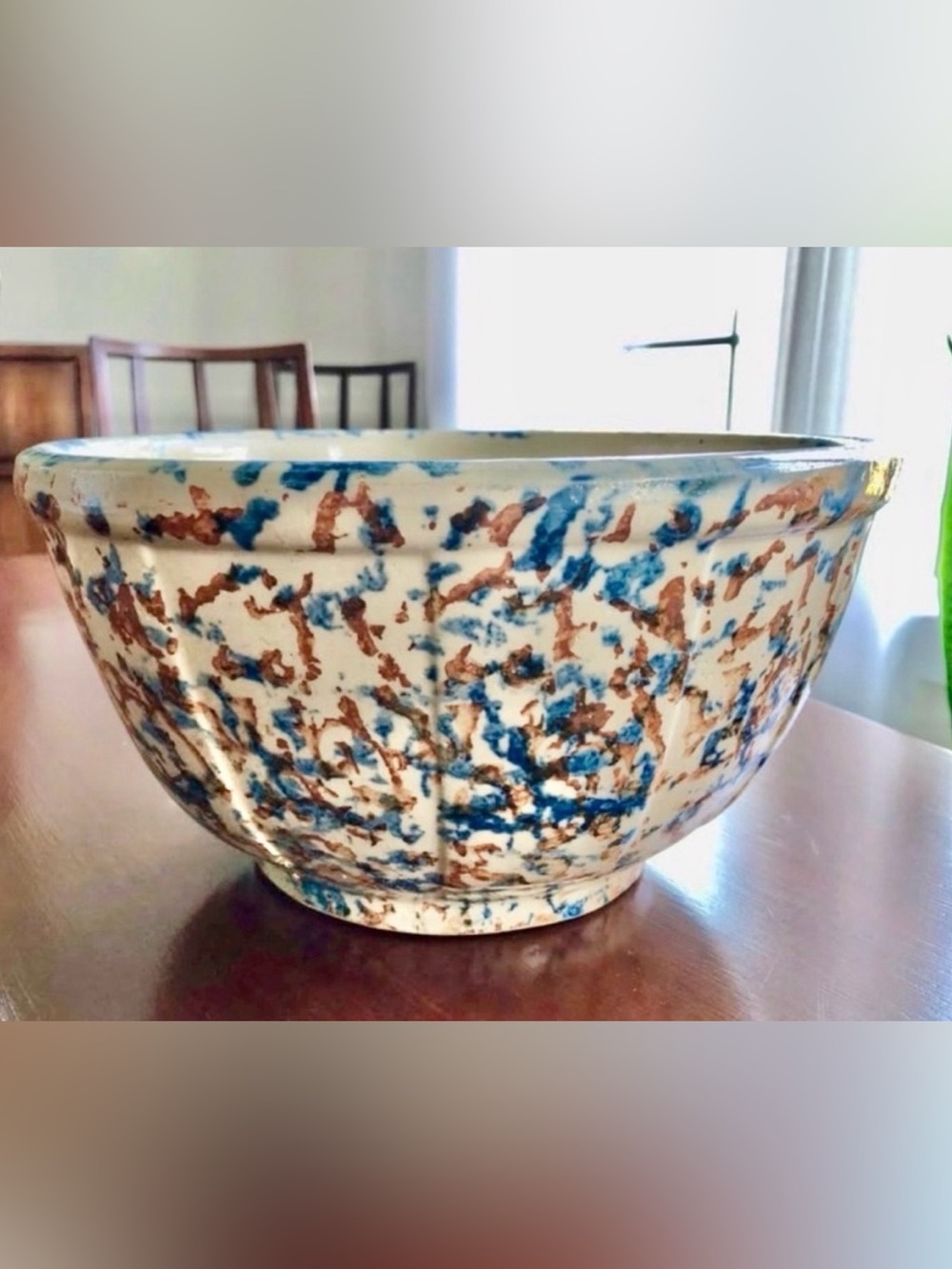 Antique Red Wing Spongeware Paneled Stoneware mixing-serving bowl 10x6” - Picture 8 of 8